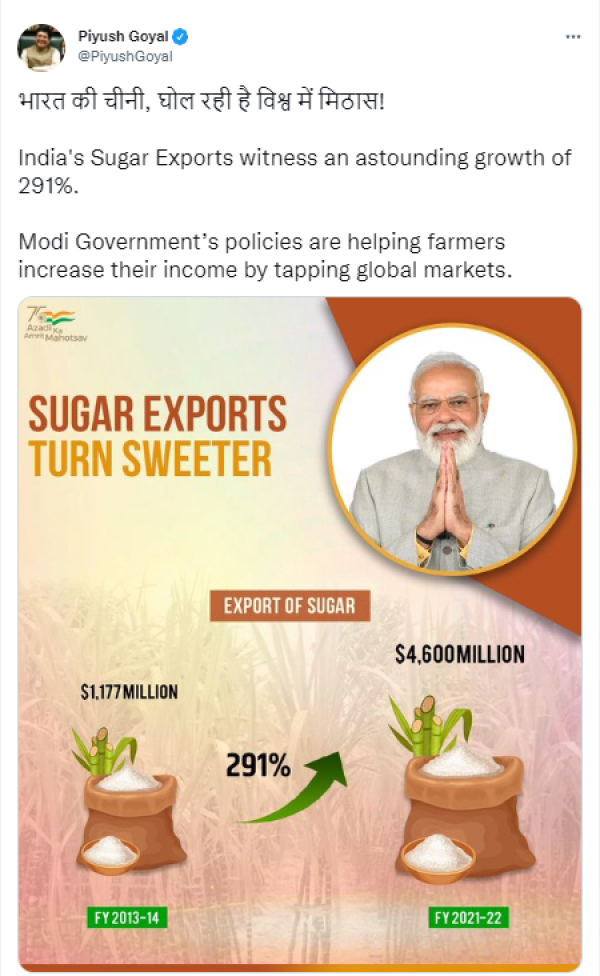 sugar exports 